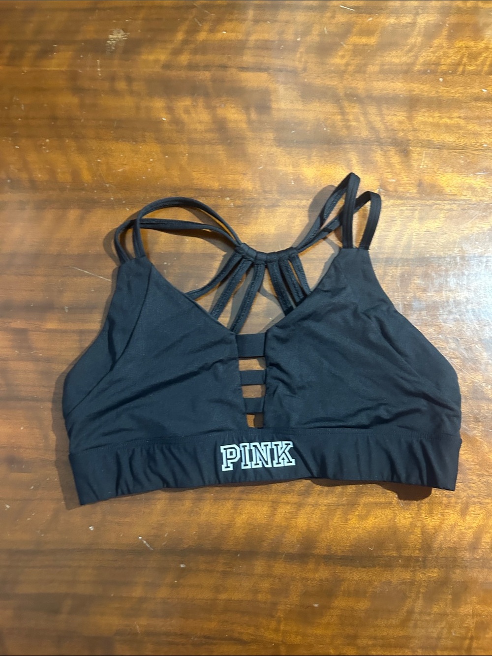 PINK Victoria's Secret Black Strappy Sports Bralette